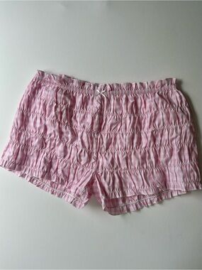 Pink Smocked Lounge Shorts with white bow